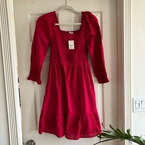 J Crew Smocked clip-dot puff-sleeve dress